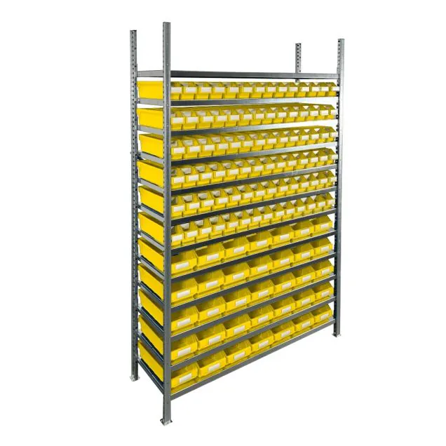 Bakkenkast 2.000x1.300x400mm met 119 bakken / 476 posities Geel
