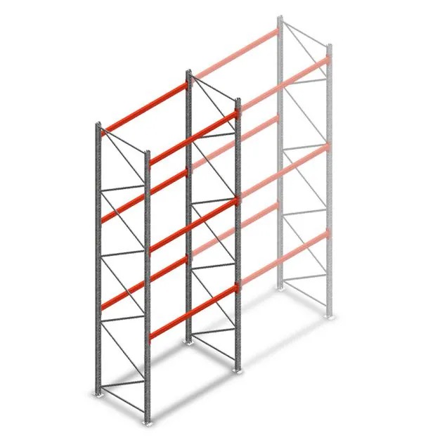 Palletstelling AR T2 5000x1850x1100mm (hxbxd) 3 niveaus 2530kg/niv beginsectie met voorgemonteerde frames