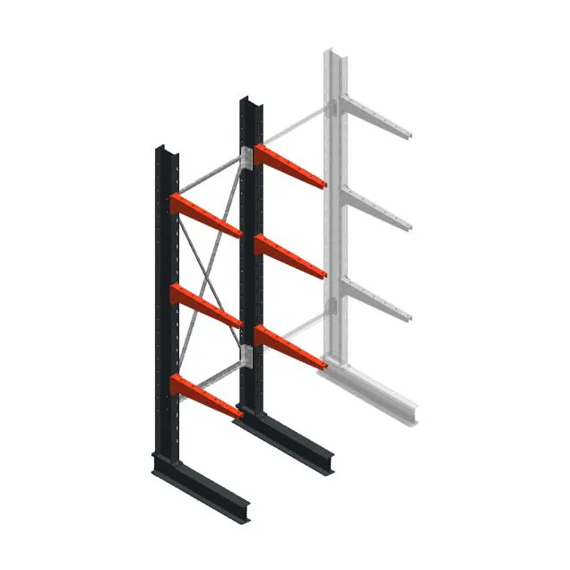 Medium draagarmstelling BR enkelzijdig 2500x750x600mm (hxbxd) 3 niveaus beginsectie 290/arm