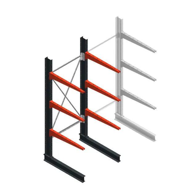 Medium draagarmstelling BR enkelzijdig 2500x1000x800mm (hxbxd) 3 niveaus beginsectie 220/arm