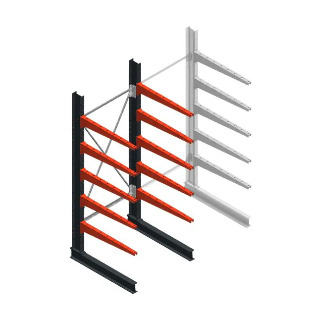 Medium draagarmstelling BR enkelzijdig 2500x1000x800mm (hxbxd) 5 niveaus beginsectie 220/arm