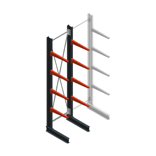 Medium draagarmstelling BR enkelzijdig 3000x750x600mm (hxbxd) 4 niveaus beginsectie 290/arm