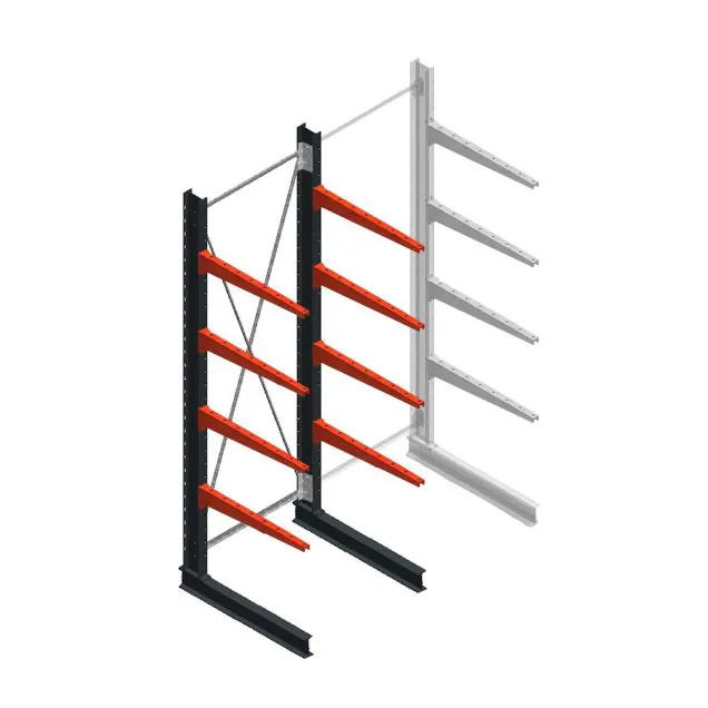 Medium draagarmstelling BR enkelzijdig 3000x1000x800mm (hxbxd) 4 niveaus beginsectie 220/arm