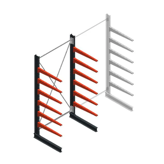 Medium draagarmstelling BR enkelzijdig 3000x1500x800mm (hxbxd) 6 niveaus beginsectie 220/arm