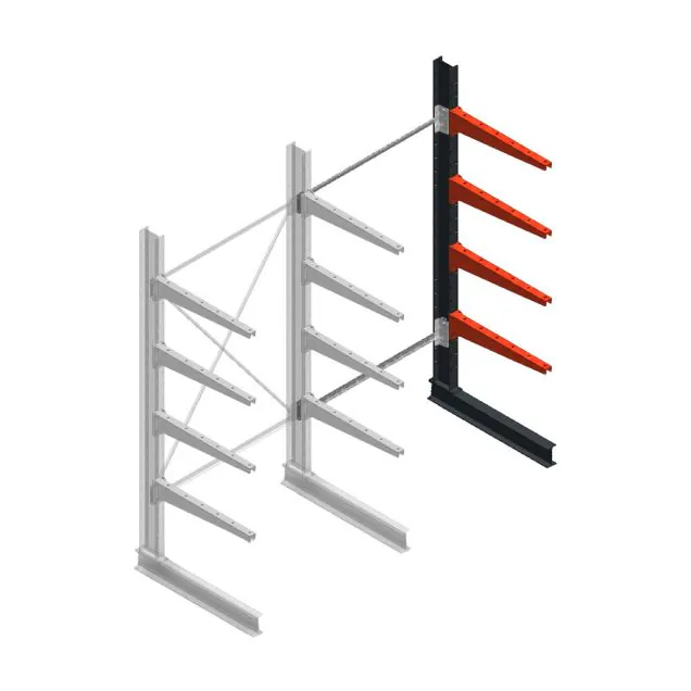 Medium draagarmstelling BR enkelzijdig 2500x1250x800mm (hxbxd) 4 niveaus aanbouwsectie 220/arm