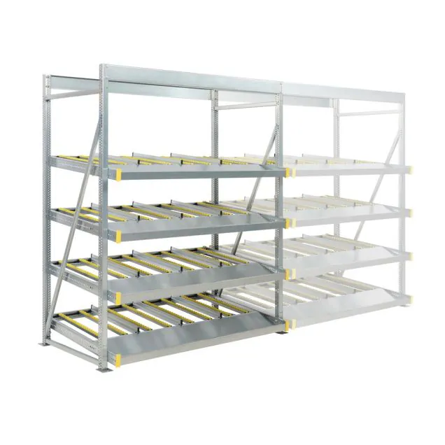 Flowrack doorrolstelling 2304x1890x1230mm 4 niveaus schuin beginsectie