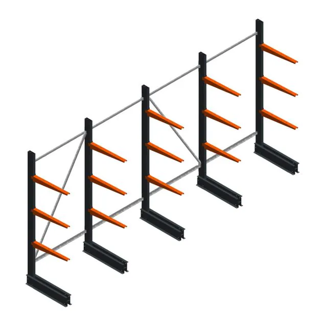 Voordeelrij lichte draagarmstelling BR enkelzijdig 2000x4100x600 mm (hxbxd) 3 niveaus