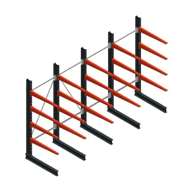 Voordeelrij medium draagarmstelling enkelzijdig 2500x5000x1000mm (hxbxd) 4 niveaus 175/arm