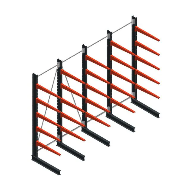 Voordeelrij medium draagarmstelling enkelzijdig 3000x4000x800mm (hxbxd) 5 niveaus 220/arm