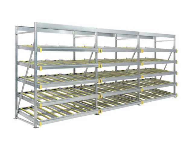 Flowrack doorrolstelling 2304x5570x1230mm 5 niveaus recht voordeelrij