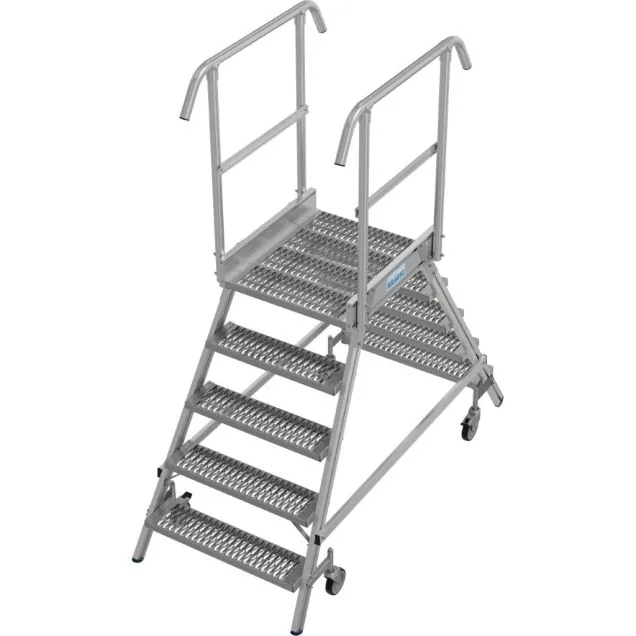 Platformtrap Krause dubbel R13 antislip profielrooster 2x5 treden 1200mm