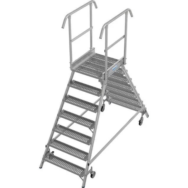 Platformtrap Krause dubbel R13 antislip profielrooster 2x7 treden 1700mm