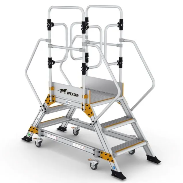 Platformtrap Wixor dubbel met veerwielen 3 treden