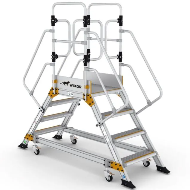 Platformtrap Wixor dubbel met veerwielen 4 treden