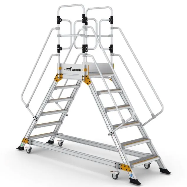Platformtrap Wixor dubbel met veerwielen 6 treden