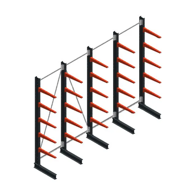 Voordeelrij medium draagarmstelling enkelzijdig 3000x5000x600mm (hxbxd) 5 niveaus 290/arm