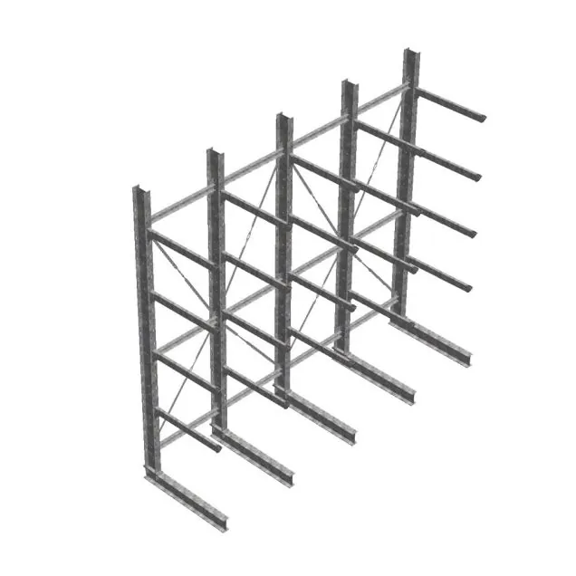 Voordeelrij zware draagarmstelling thermisch verzinkt enkelzijdig 4500x4100x1200mm (hxbxd) 4 niveaus