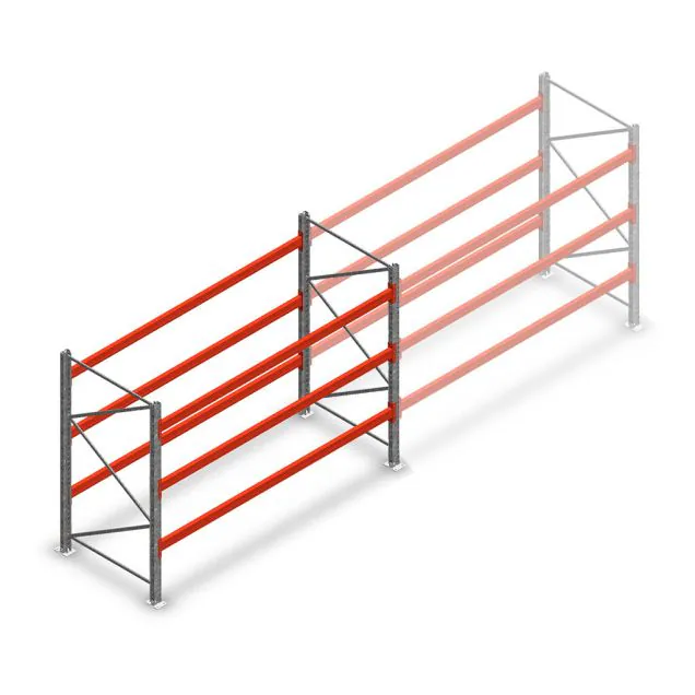 Palletstelling AR T2 2000x2700x1100mm (hxbxd) 3 niveaus 2844kg/niv beginsectie met voorgemonteerde frames