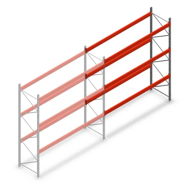Gebruikte Stow palletstelling 5400x3600x1100mm (hxbxd) 3 niveaus aanbouwsectie