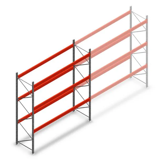Gebruikte Stow palletstelling 5400x3600x1100mm (hxbxd) 3 niveaus beginsectie