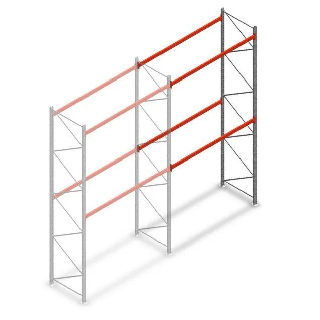 Palletstelling AR T2 5000x2700x1100mm (hxbxd) 2 niveaus 3636kg/niv aanbouwsectie