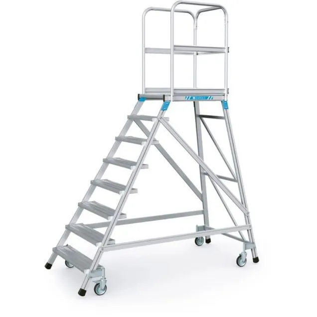 Verrijdbare platformtrap Zarges aluminium enkel 8 treden 1920 mm