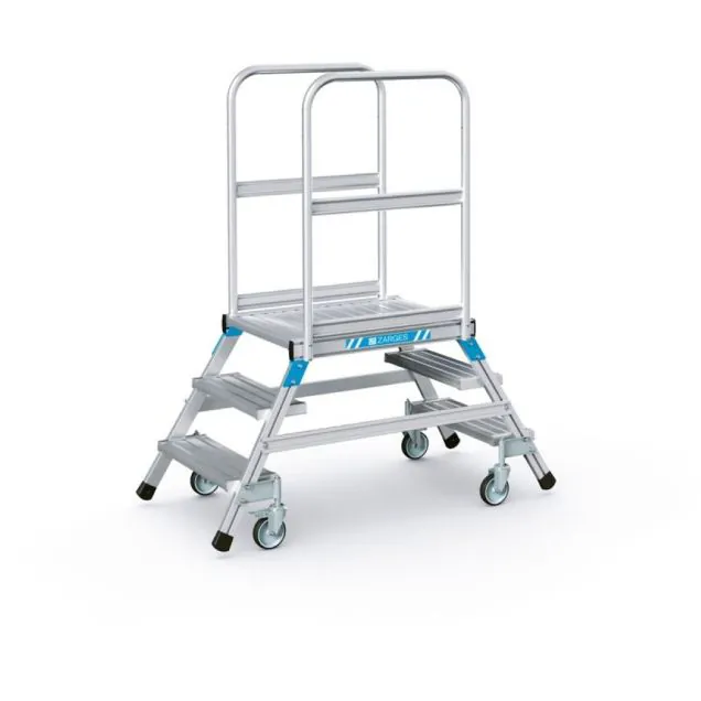 Verrijdbare platformtrap Zarges aluminium dubbel 2x3 treden 720 mm