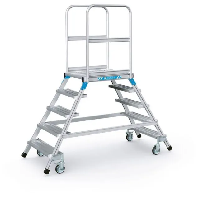 Verrijdbare platformtrap Zarges aluminium dubbel 2x5 treden 1200 mm