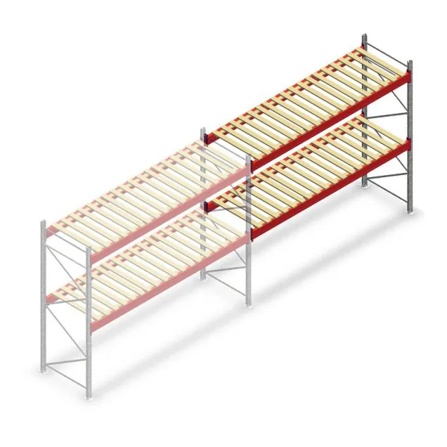 Gebruikte AR T2 palletstelling 2500x3600x1100mm (hxbxd) 2 niveaus aanbouwsectie met vlonders