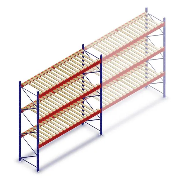 Gebruikte AR T2 palletstelling 3500x3608x1100mm (hxbxd) 3 niveaus beginsectie met vlonders