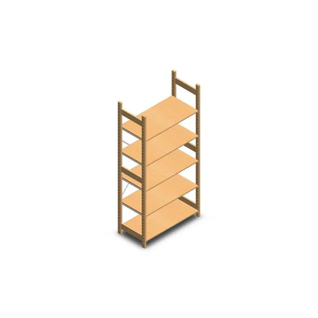 Houten legbordstelling BT Euro 2100x970x500 mm (hxbxd) 5 niveaus beginsectie