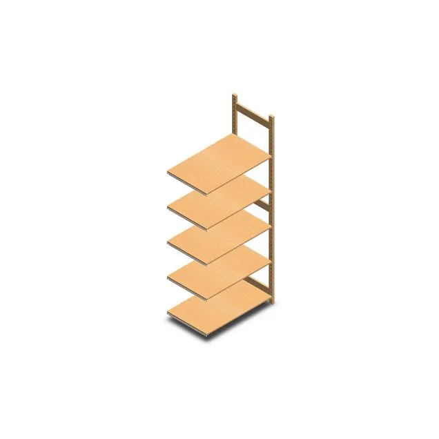 Houten legbordstelling BT Euro 2400x970x600 mm (hxbxd) 5 niveaus aanbouwsectie