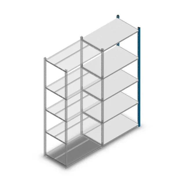 Legbordstelling Medium Duty 2000x850x500mm (hxbxd) 5 niveaus blauw aanbouwsectie