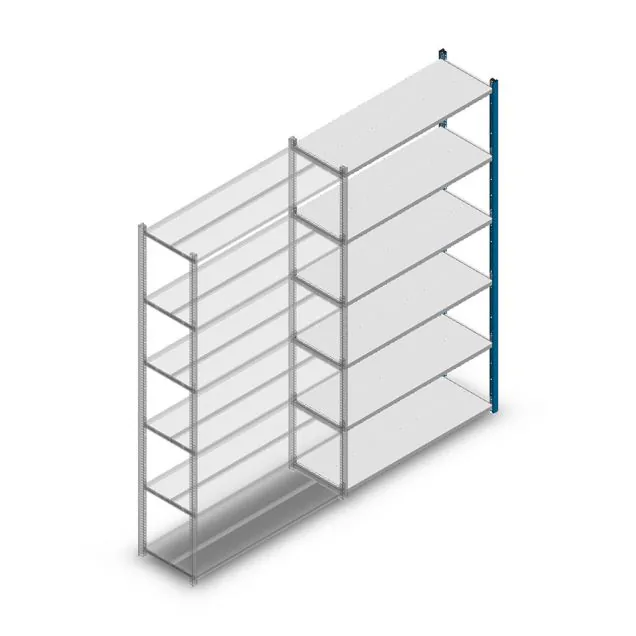 Legbordstelling Medium Duty 2200x1150x400mm (hxbxd) 6 niveaus blauw aanbouwsectie