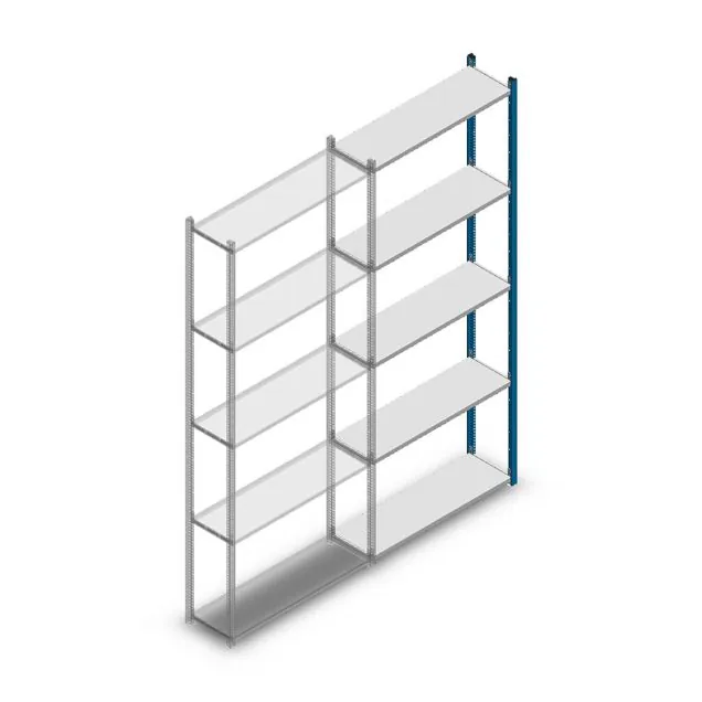 Legbordstelling Medium Duty 2500x1000x300mm (hxbxd) 5 niveaus blauw aanbouwsectie