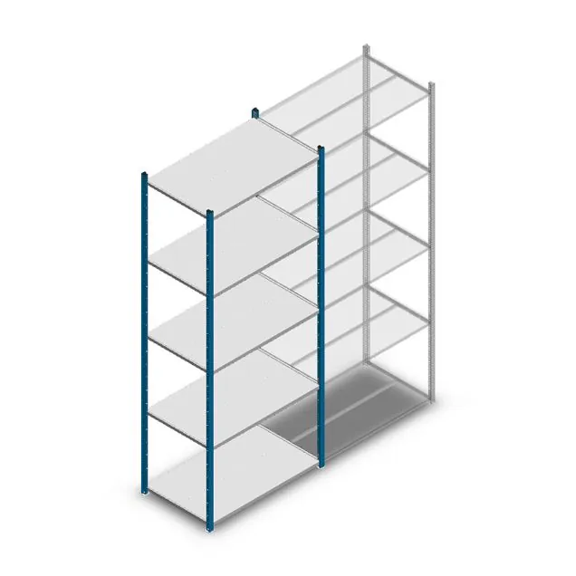 Legbordstelling Medium Duty 2500x1000x600mm (hxbxd) 5 niveaus blauw beginsectie