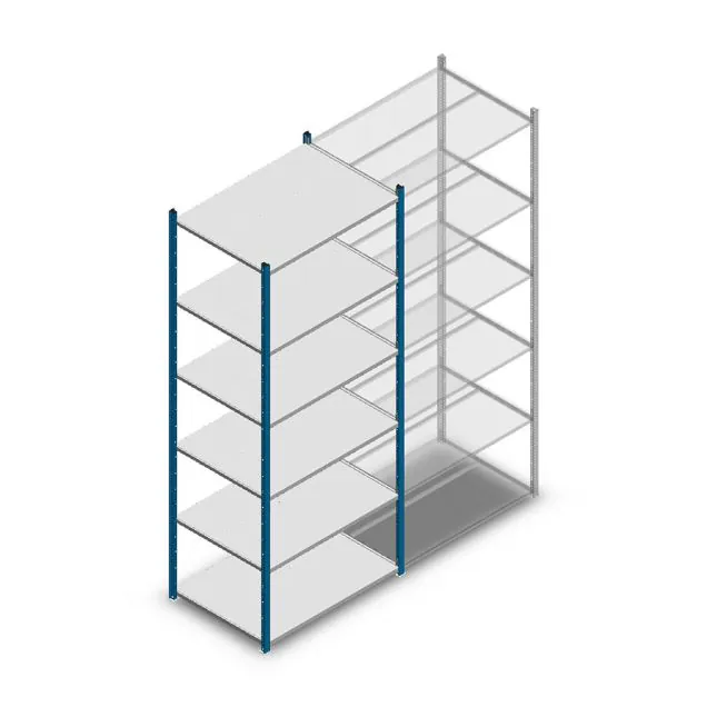 Legbordstelling Medium Duty 2500x1000x700mm (hxbxd) 6 niveaus blauw beginsectie