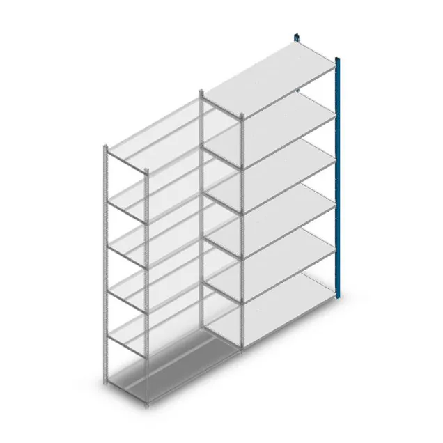 Legbordstelling Medium Duty 2500x1150x500mm (hxbxd) 6 niveaus blauw aanbouwsectie