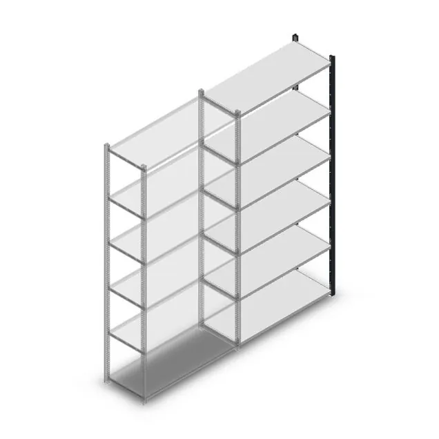 Legbordstelling Medium Duty 2000x1000x400mm (hxbxd) 6 niveaus antraciet aanbouwsectie