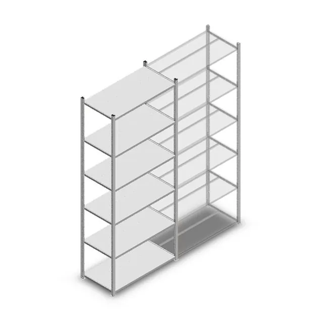 Legbordstelling Medium Duty 3000x1000x500mm (hxbxd) 6 niveaus verzinkt beginsectie