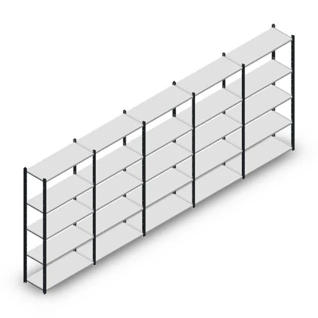 Voordeelrij legbordstelling Medium Duty 2200x5000x400 mm (hxbxd) 5 niveaus antraciet