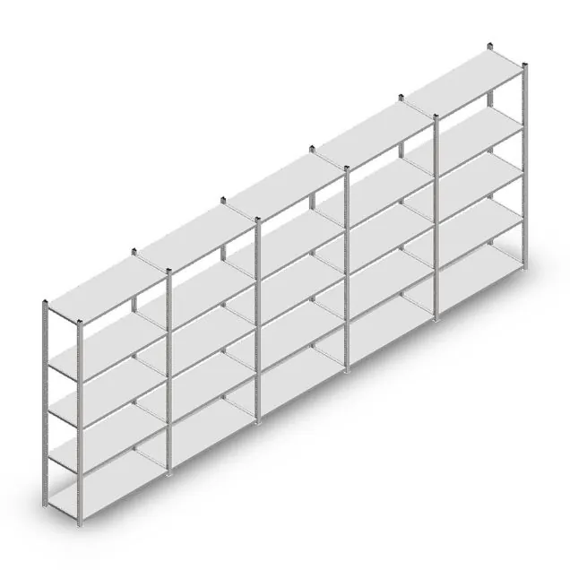 Voordeelrij legbordstelling Medium Duty 2200x5000x400 mm (hxbxd) 5 niveaus verzinkt
