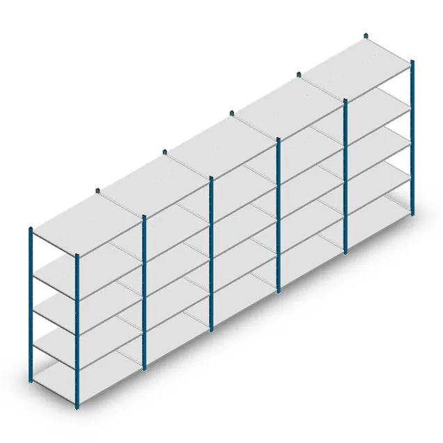 Voordeelrij legbordstelling Medium Duty 2200x5000x700 mm (hxbxd) 5 niveaus blauw
