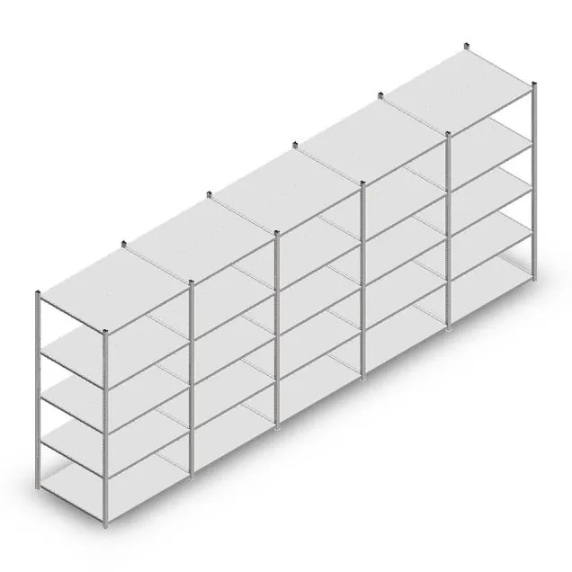 Voordeelrij legbordstelling Medium Duty 2200x5000x800 mm (hxbxd) 5 niveaus verzinkt