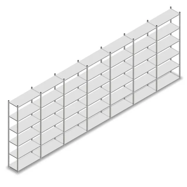 Voordeelrij legbordstelling Medium Duty 2500x7000x400 mm (hxbxd) 6 niveaus verzinkt