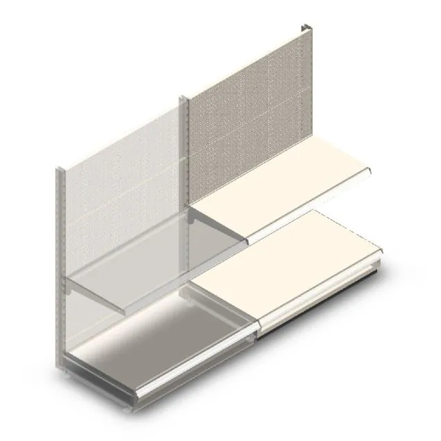 Wandstelling met perforatie Tego 1400x1000x570 mm (hxbxd) 2 niveaus RAL9001 aanbouwsectie