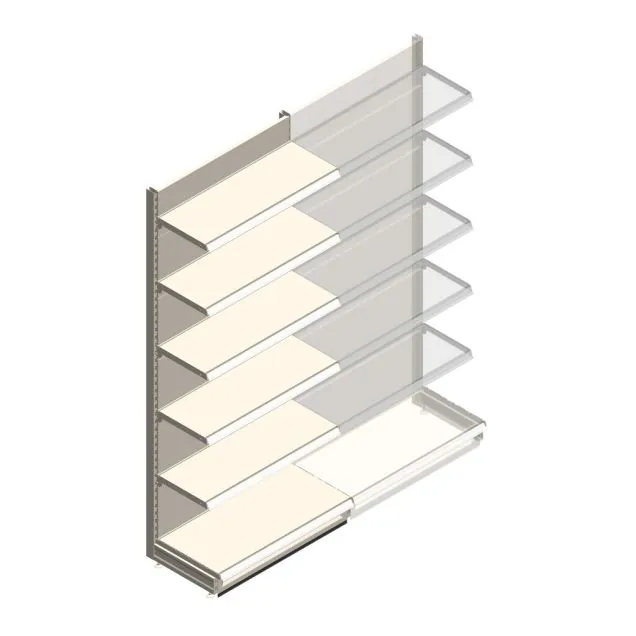 Wandstelling Tego 2400x1000x470 mm (hxbxd) 6 niveaus RAL9001 beginsectie