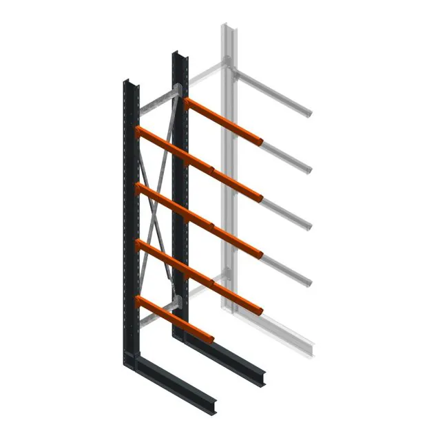 Zware draagarmstelling enkelzijdig 4000x800x1200mm (hxbxd) 4 niveaus beginsectie