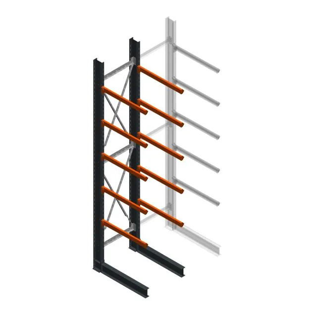 Zware draagarmstelling enkelzijdig 5000x1000x1500mm (hxbxd) 5 niveaus beginsectie