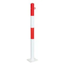 MORION paal op voetplaat Ø60mm 1 kettingoog rood/wit